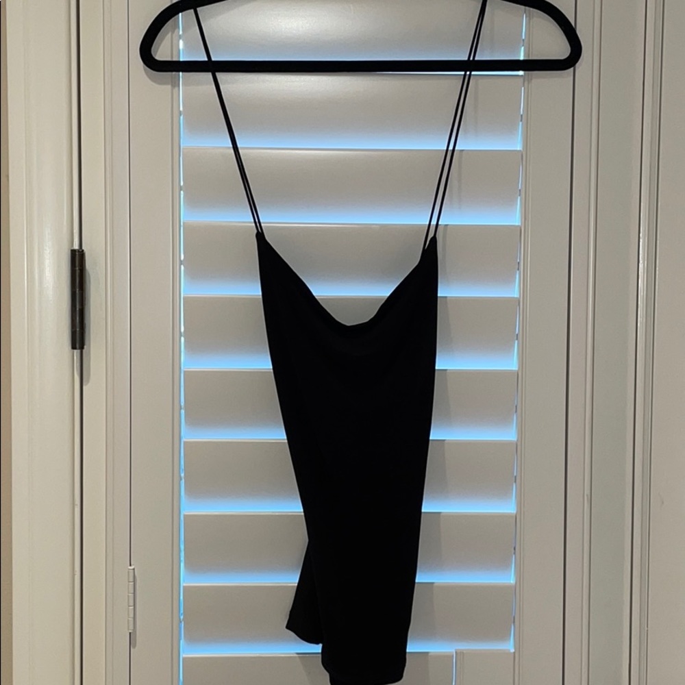 All black, open back top